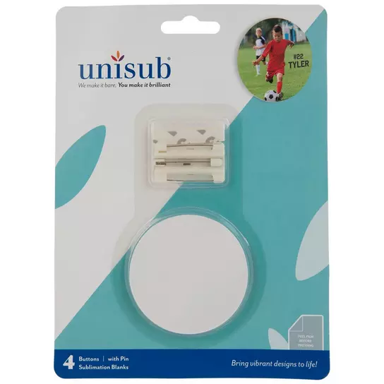 Blank Sublimation Buttons (Unisub) w/adhesive bar pin