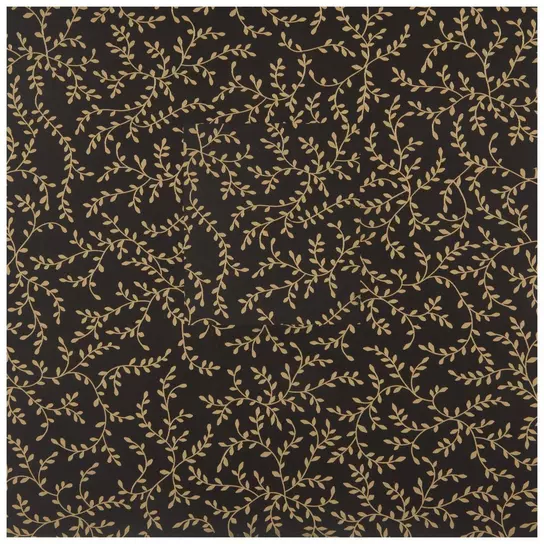 Black + Metallic Gold Floral Swirl Handmade Wrapping Paper Sheets w/  Deckled Edges • 2 sheets