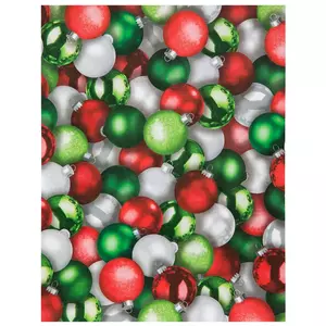 Red, Green & Silver Ornaments Scrapbook Paper - 8 1/2" x 11"