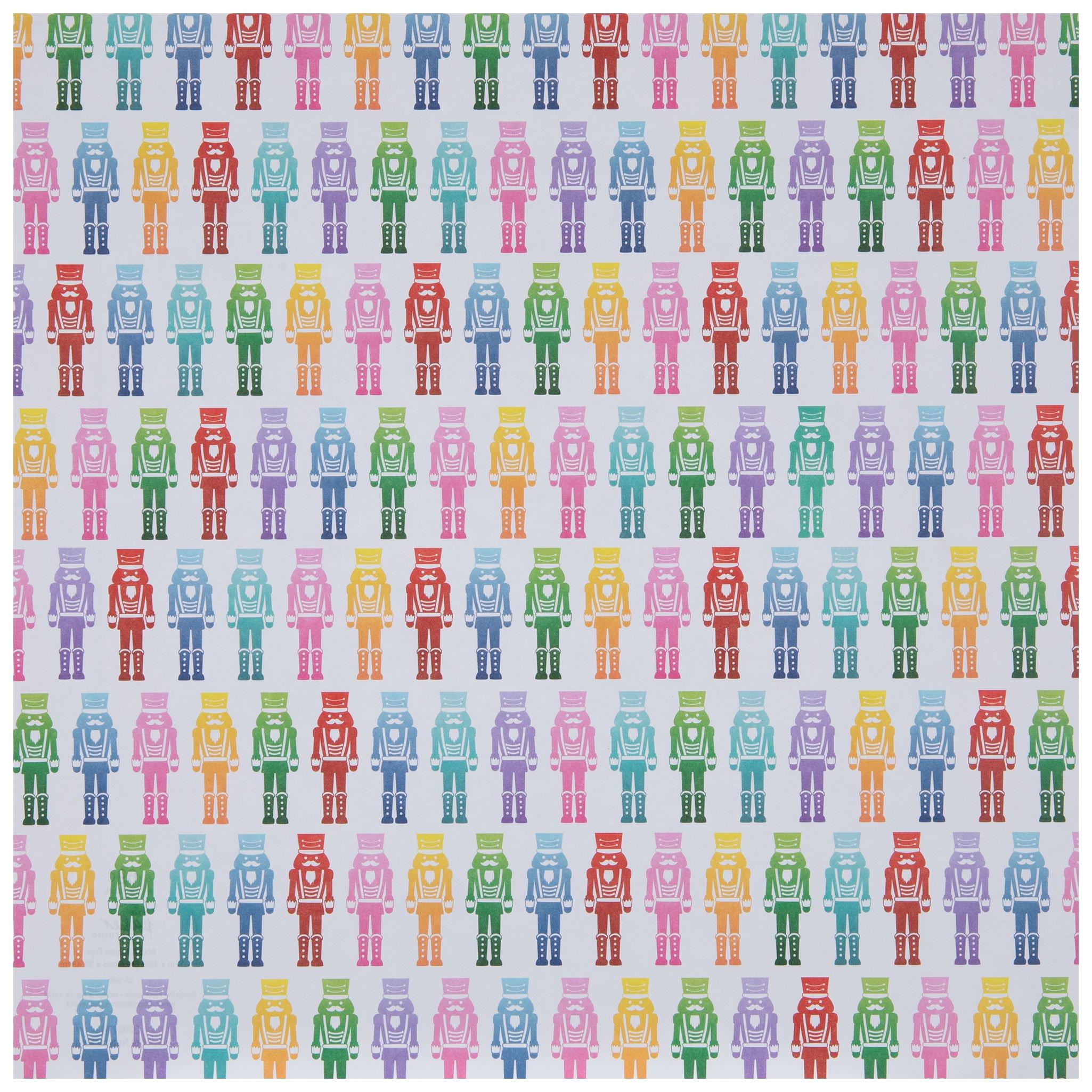 Colorful Nutcrackers Scrapbook Paper 12" x 12" Hobby Lobby 2299774