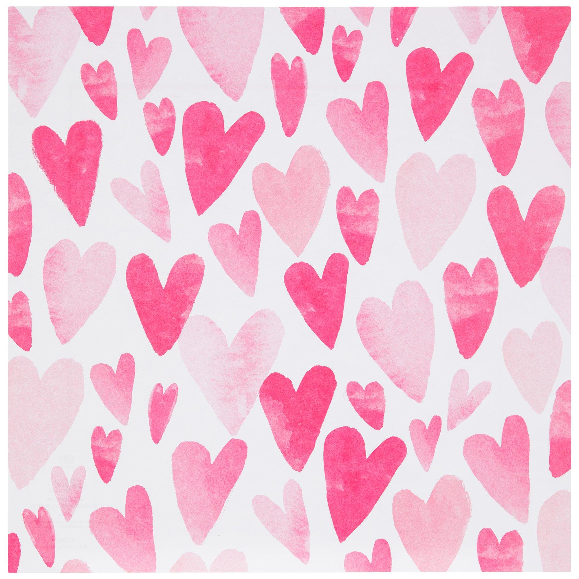 Pink Watercolor Hearts Scrapbook Paper Hobby Lobby 2299980