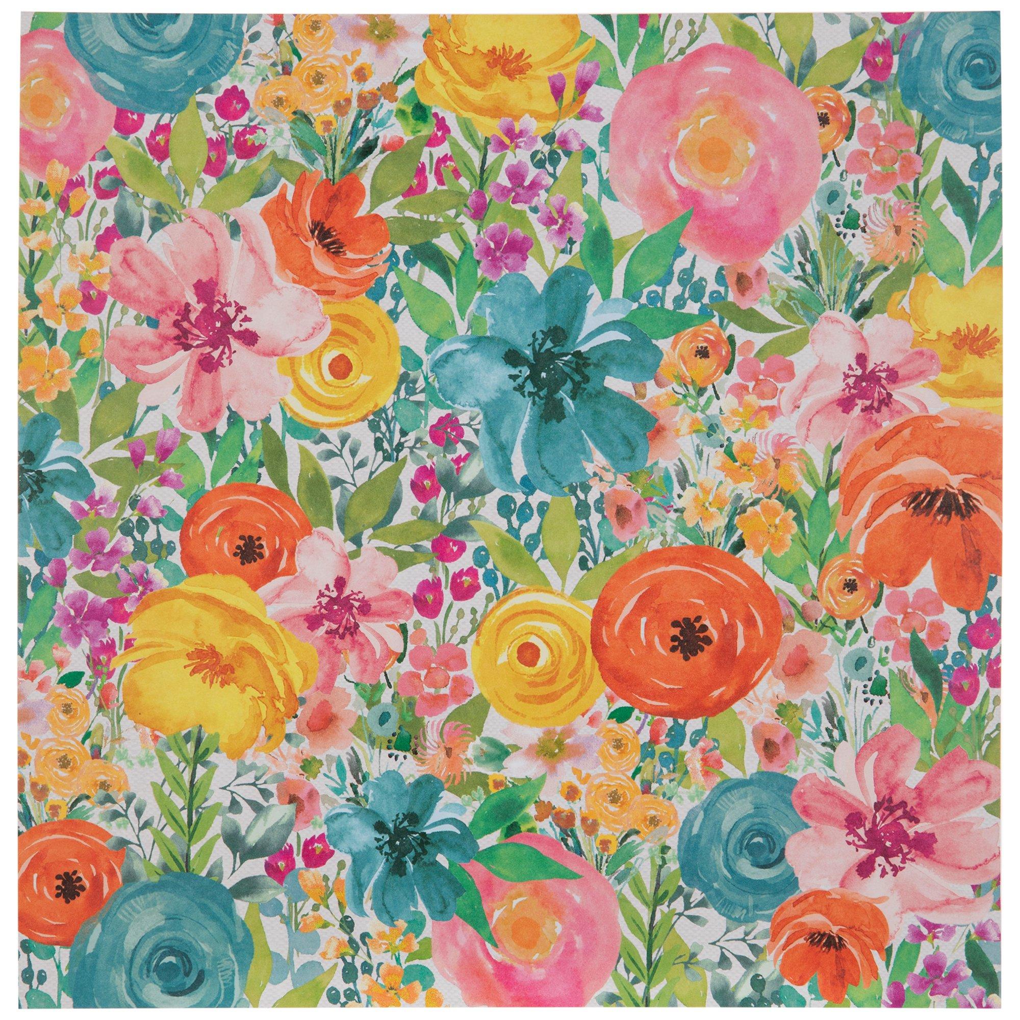 Bright Floral Watercolor Scrapbook Paper | Hobby Lobby | 2300663