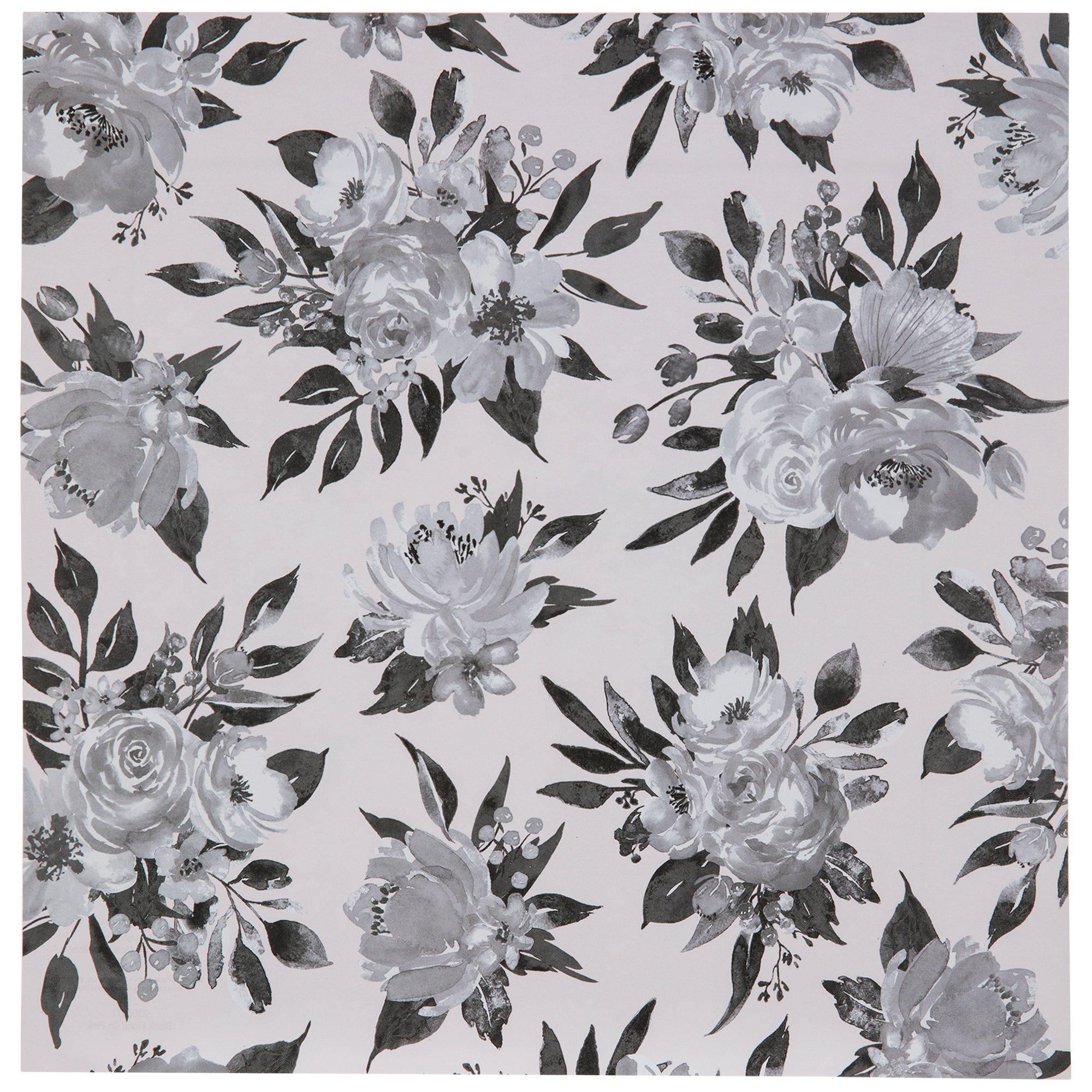Black & White Floral Scrapbook Paper Hobby Lobby 2300671