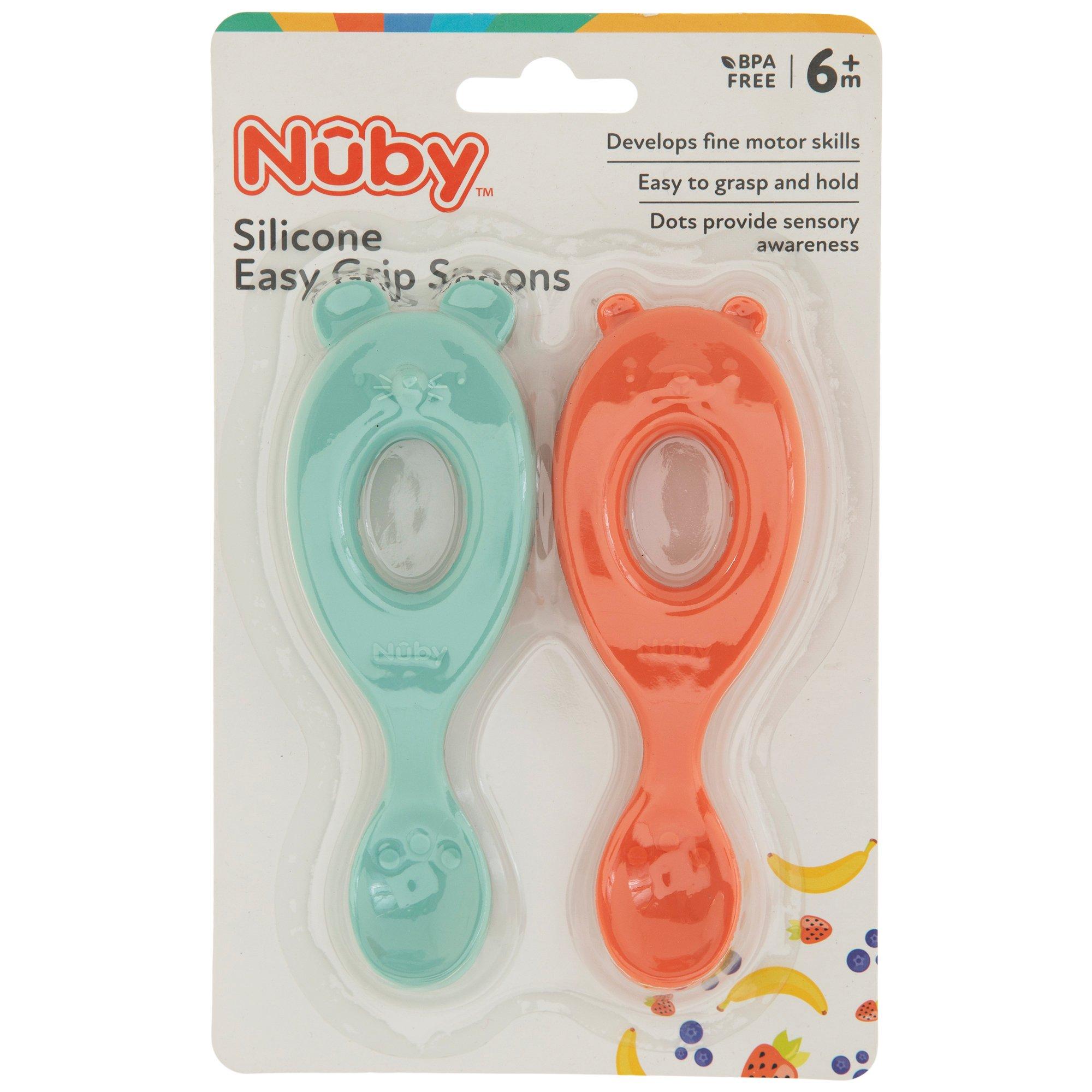 Set of 4 Easy-Grip 1st Stage Silicone Spoons Rain