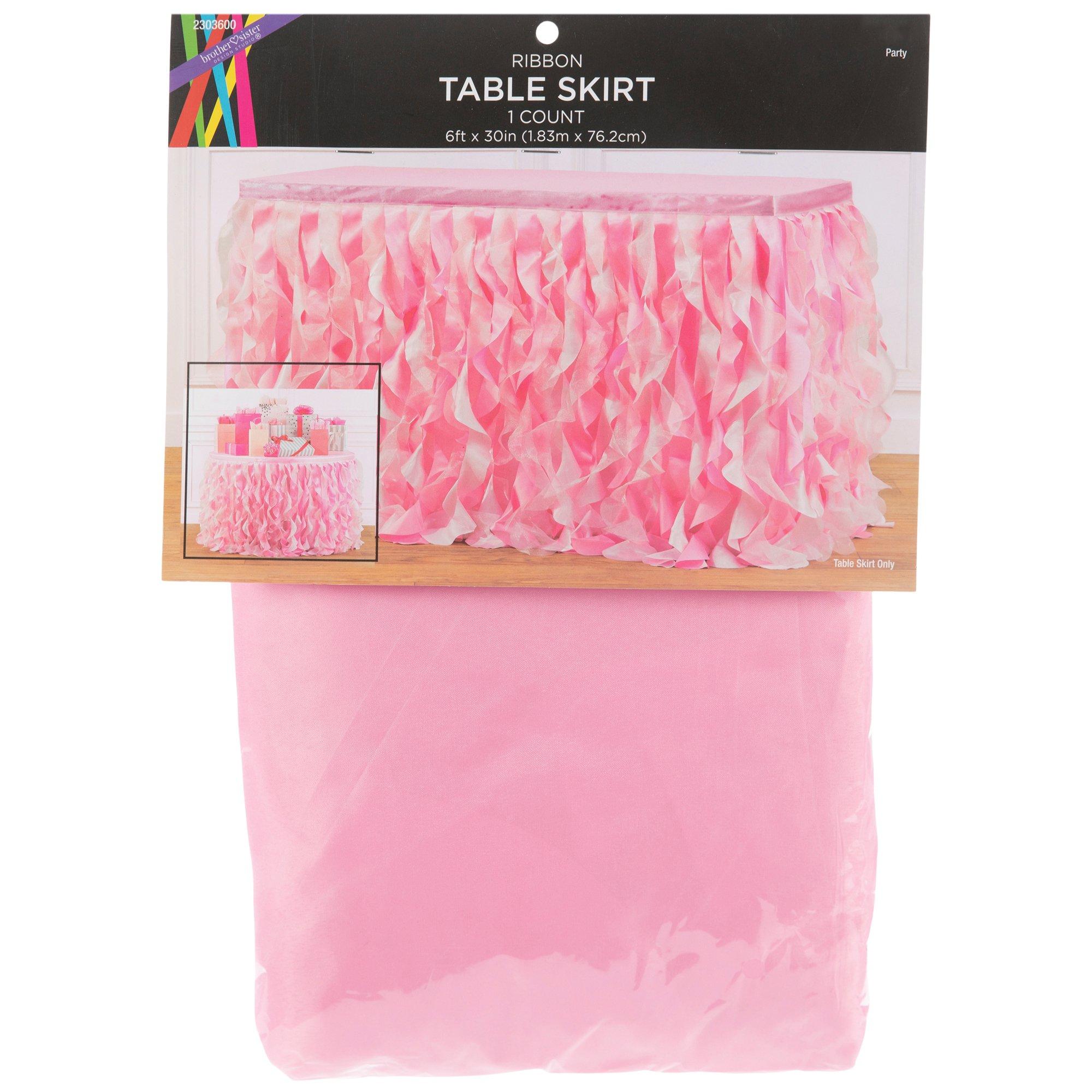 Pink & White Ribbon Table Skirt Hobby Lobby 2303600