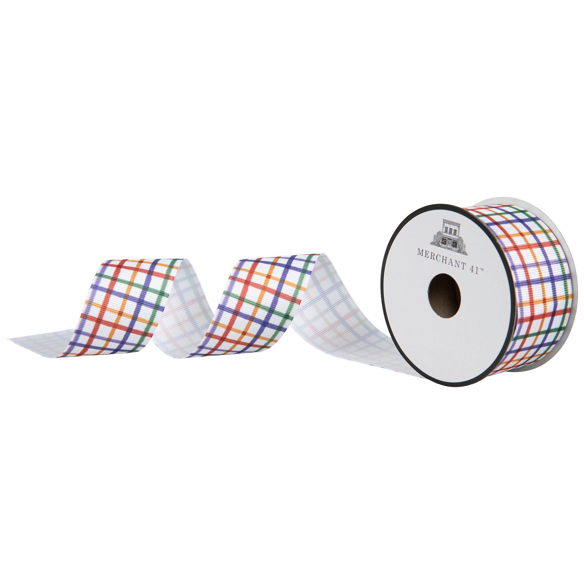 Multi-Colored Plaid Grosgrain Ribbon view 1