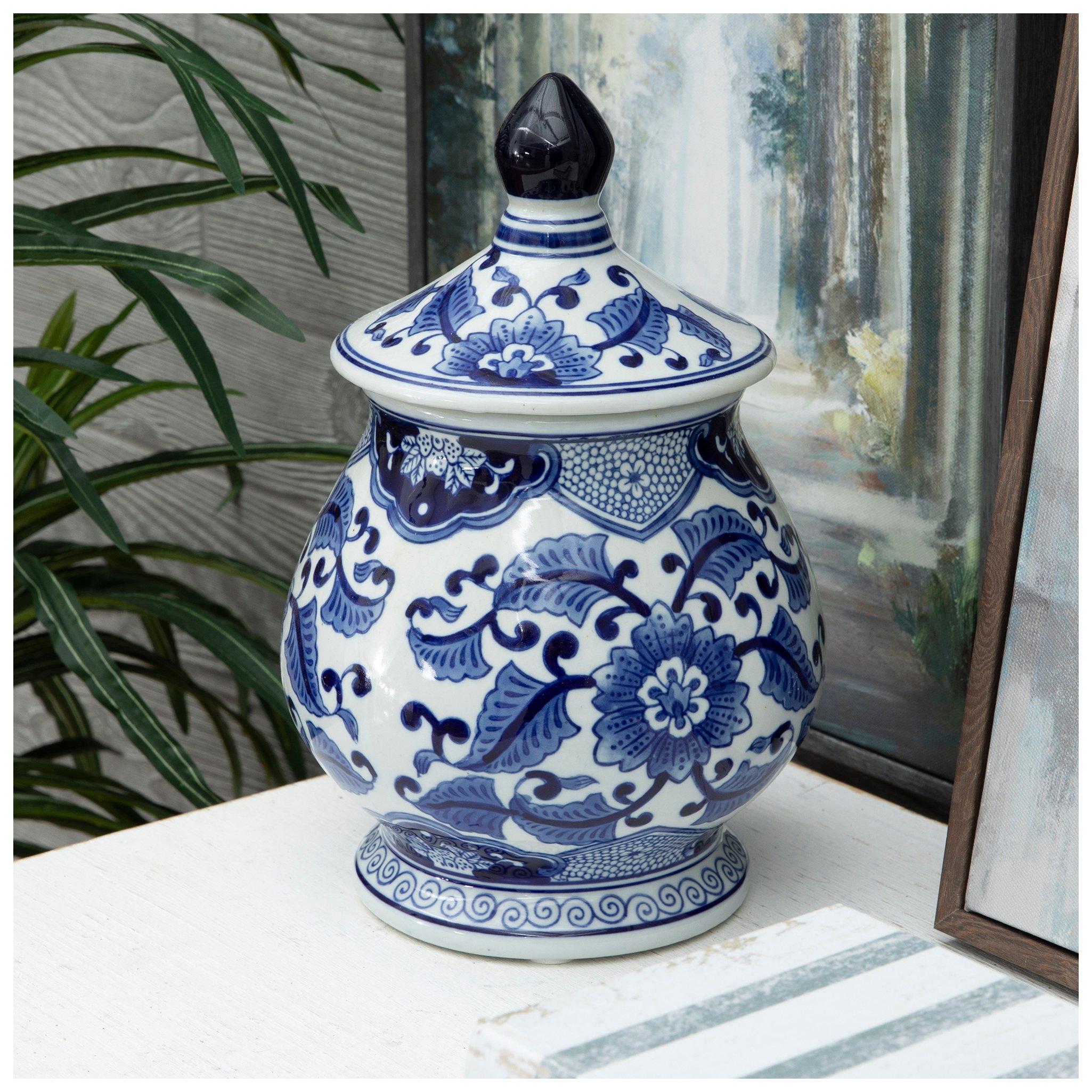Blue & White Floral Canister With Lid Hobby Lobby 2304681