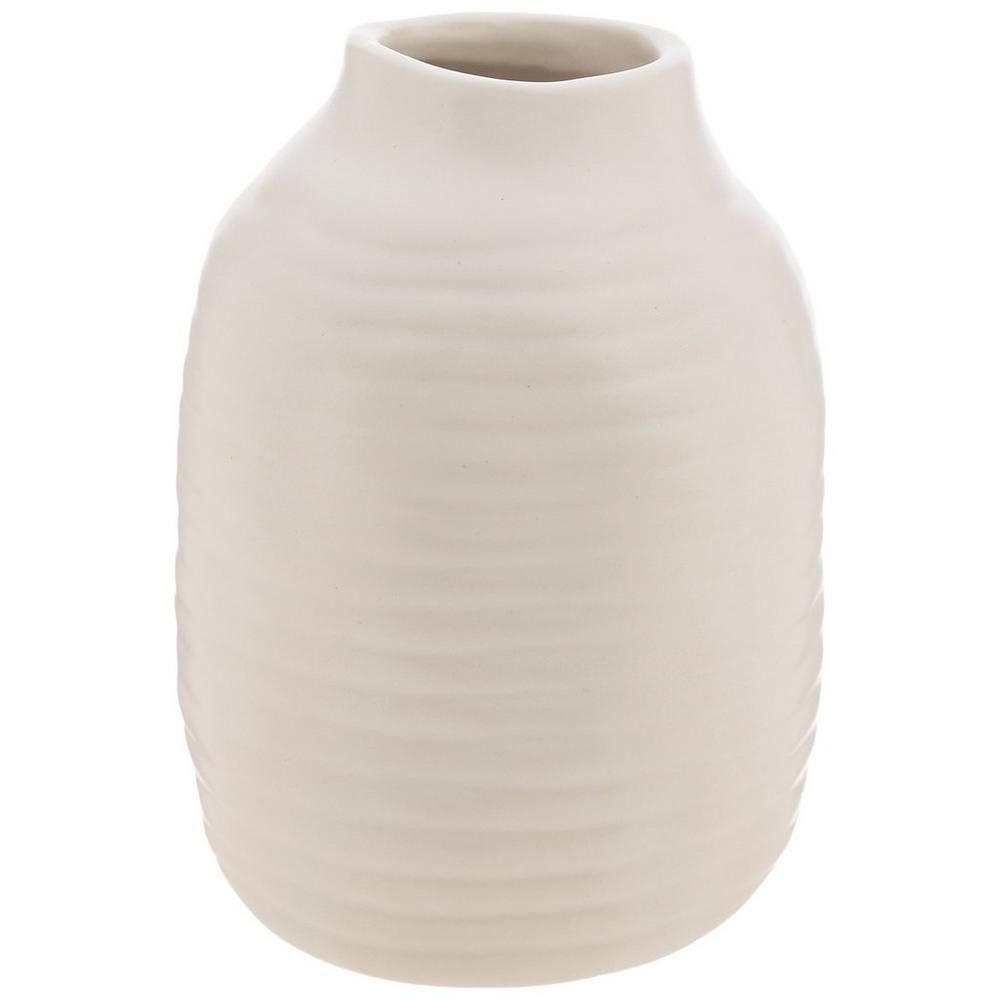White Ribbed Vase