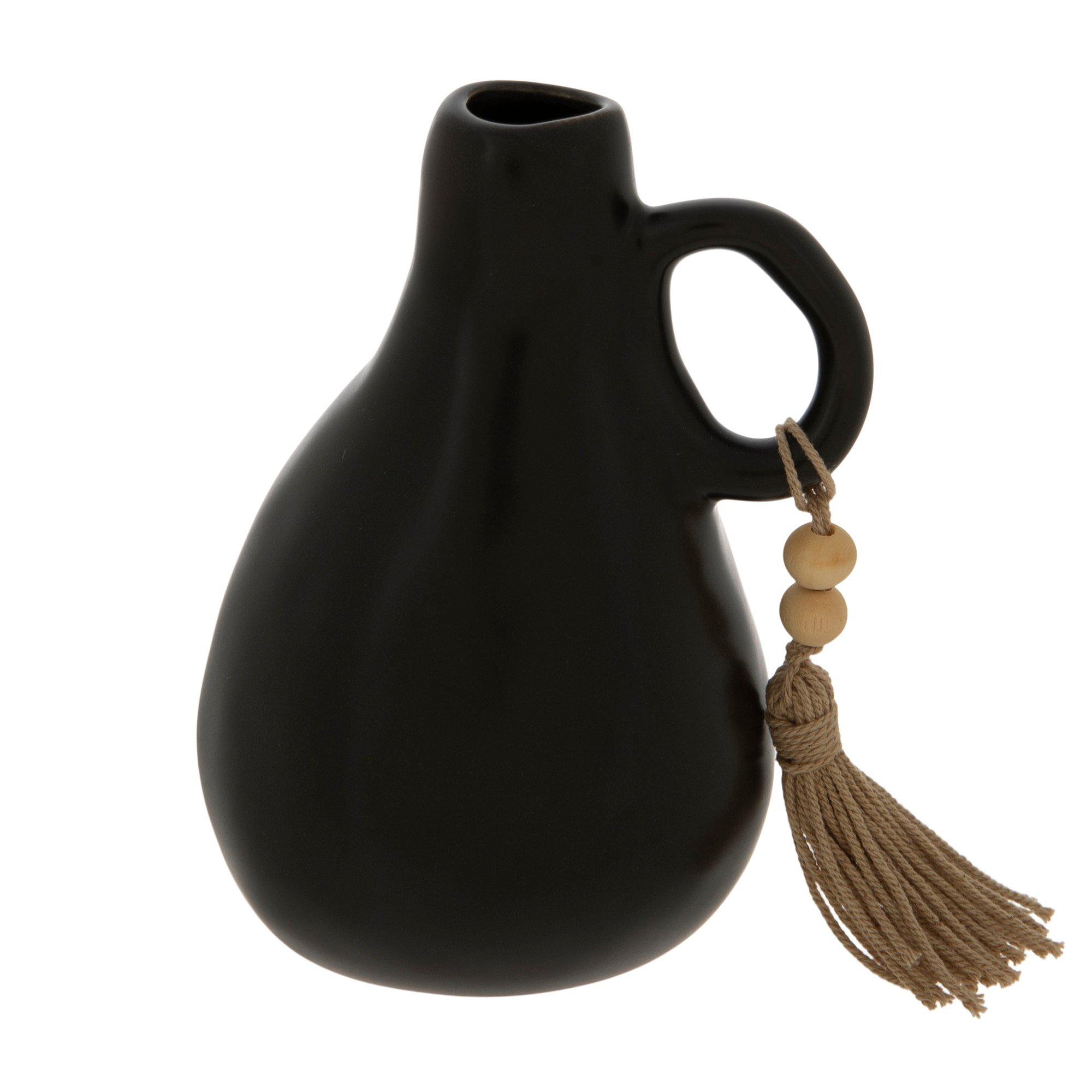 Black Ceramic Vase With Beaded Tassel Hobby Lobby 2305829