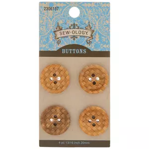 Checkered Round Wood Buttons