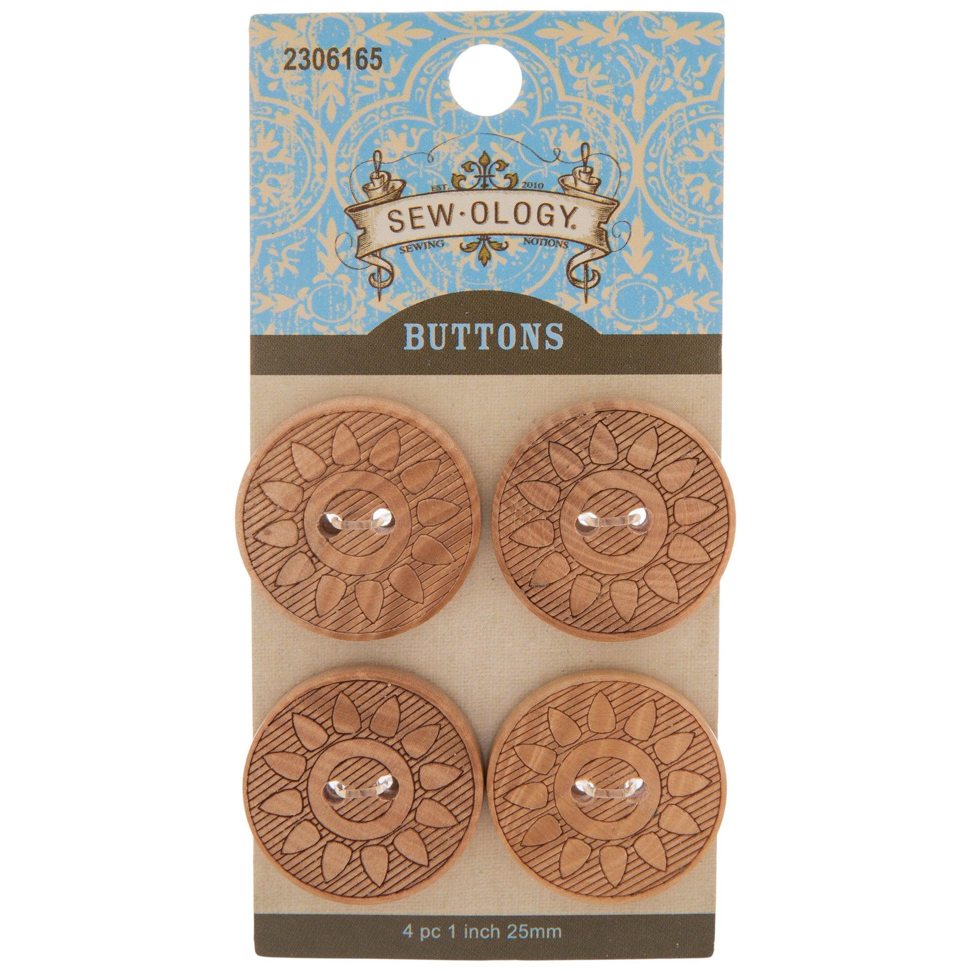 Sun Round Wood Buttons 