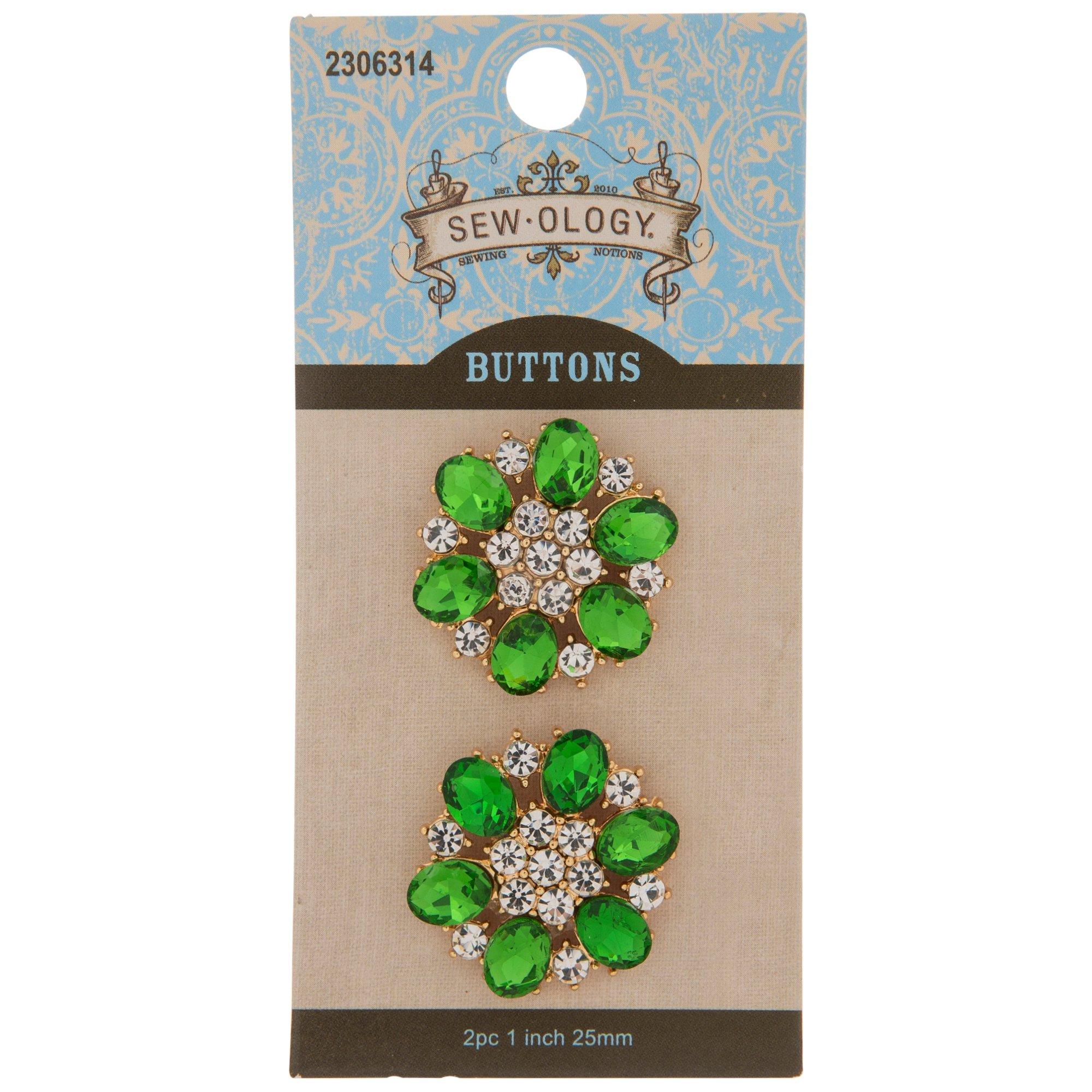 Green & Gold Rhinestone Shank Buttons Hobby Lobby 2306314