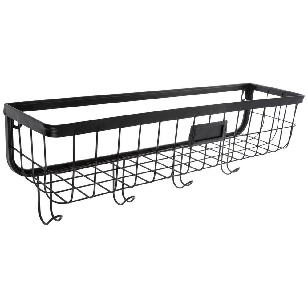 Black Wire Metal Wall Basket With Hooks | Hobby Lobby | 2307411