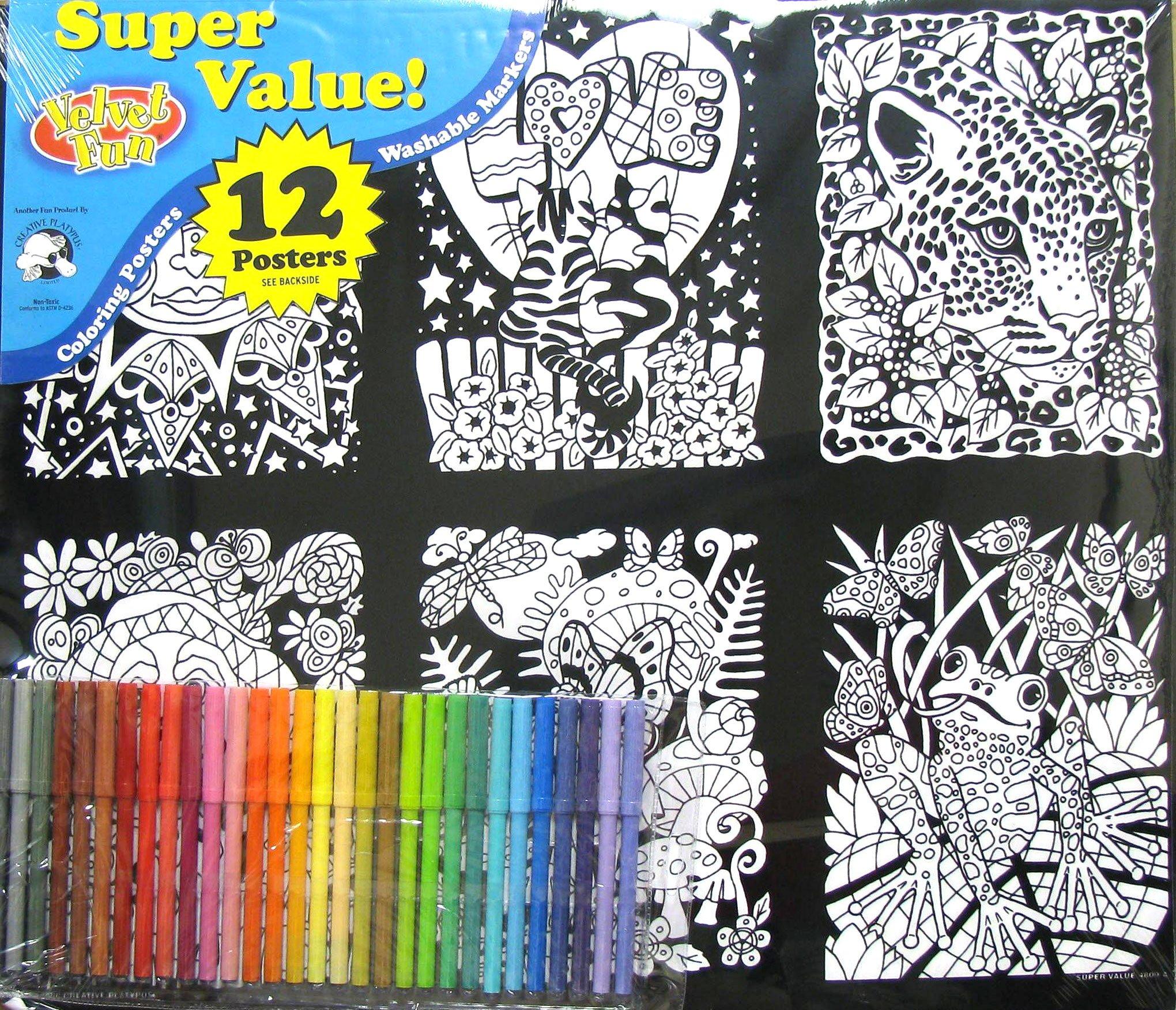 S&S Worldwide Velvet Art to Go! 2 Spiral Bound Coloring Books W/Perforated Cardstock Pages, Fuzzy, Felt, Great for Travel: Planes, Cars, Backpacks