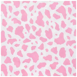 Pink Cow Print Cotton Calico Fabric