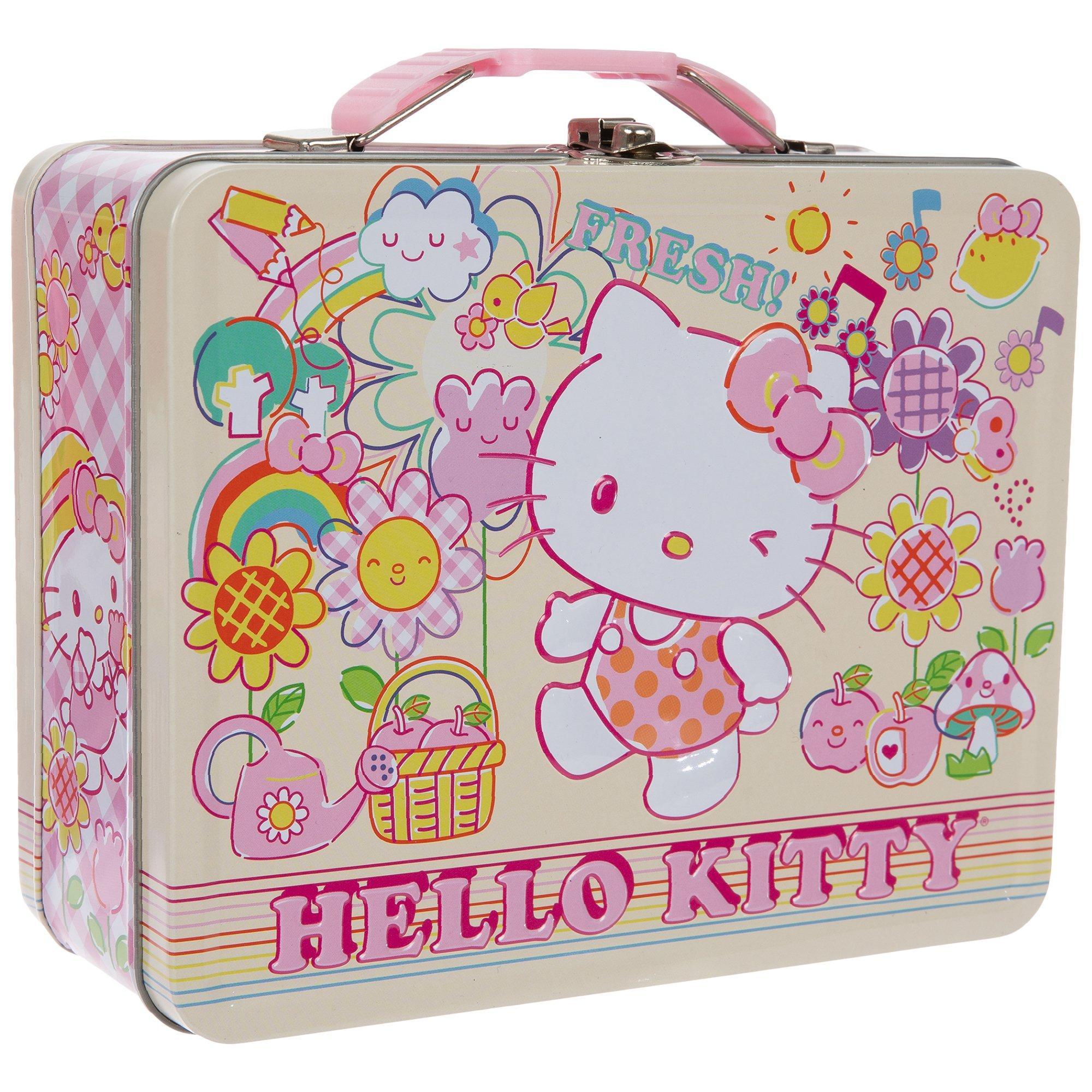 THE TIN BOX COMPANY HELLO KITTY XL TIN LUNCHBOX WITH WINDOW - NEW MINT  CONDITION