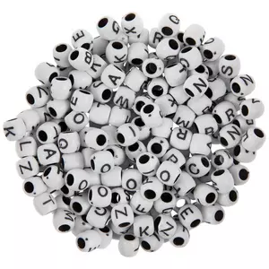 White Opaque 12mm Round Pony Beads - Colored Volleyball Design (48pcs)