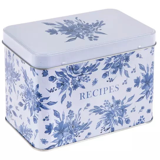 Blue Floral Recipe Box Blue Floral Recipe Box