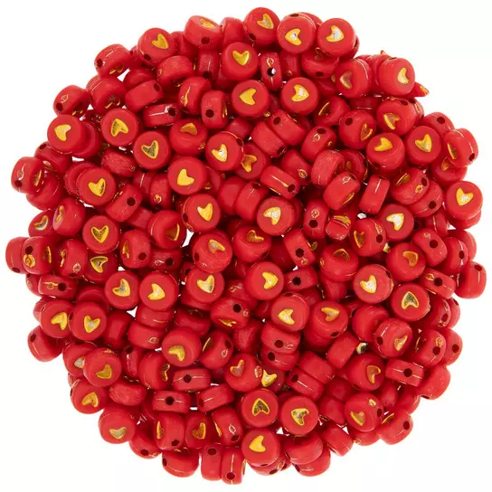 Red & Gold Heart Beads, Hobby Lobby