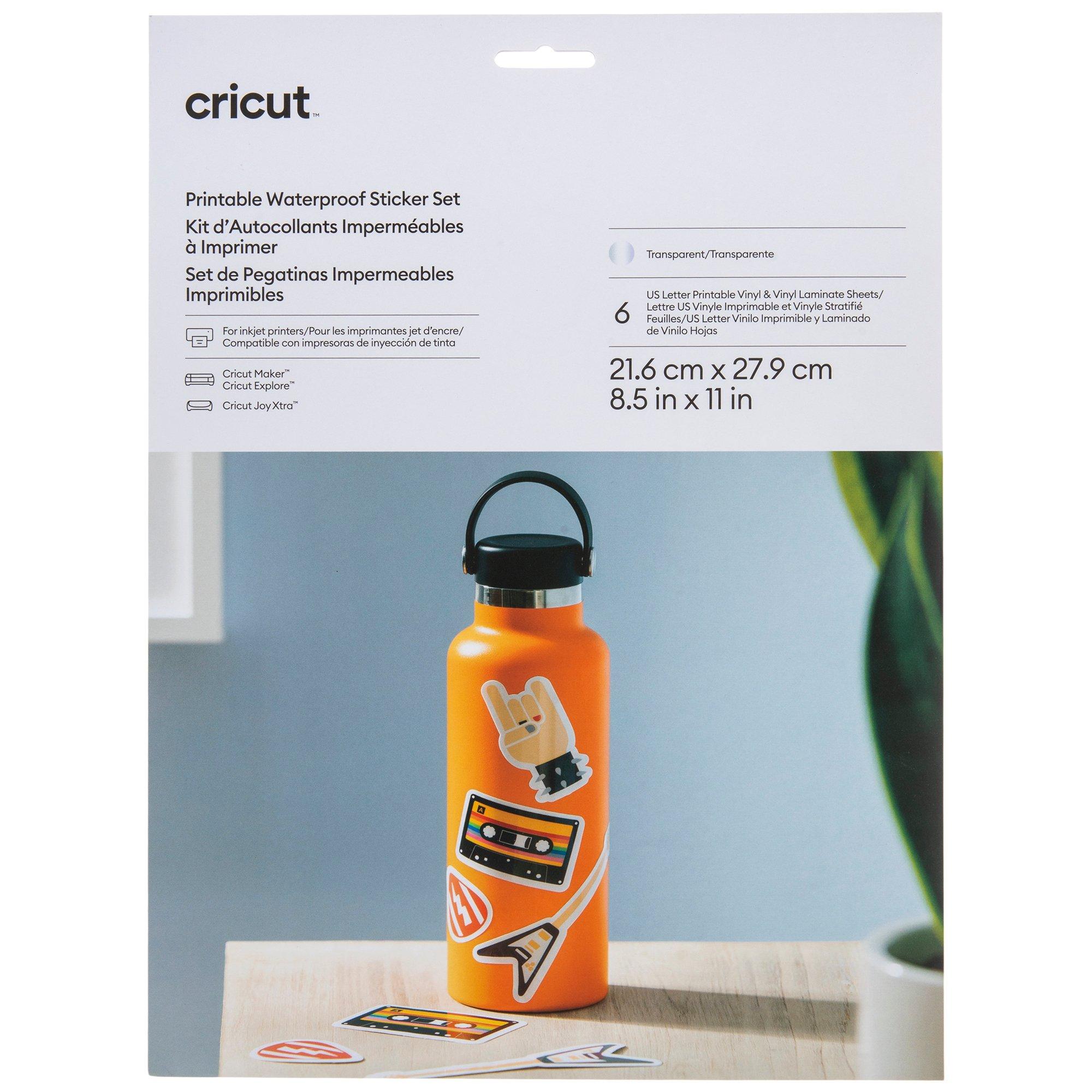 Cricut Printable Waterproof Sticker Set - Transparent, 8-1/2 x 11, Pkg of  5