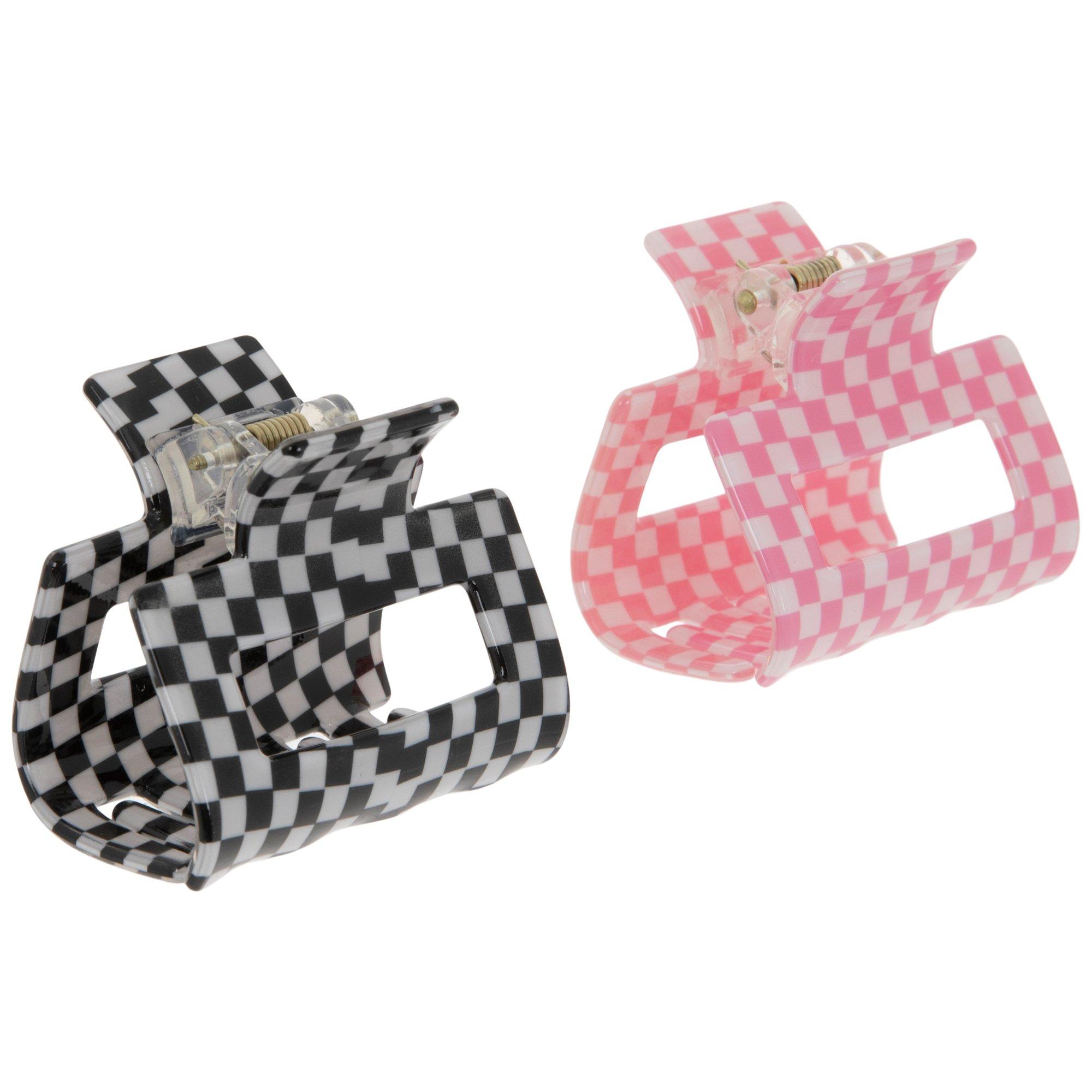 Black & Pink Checkerboard Hair Clips Hobby Lobby 2320182