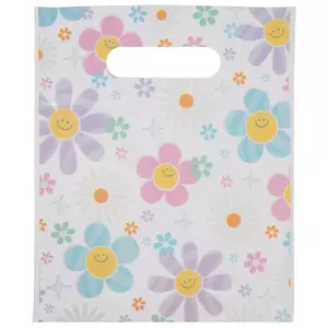 Retro Smiley Face Flower Zipper Bags