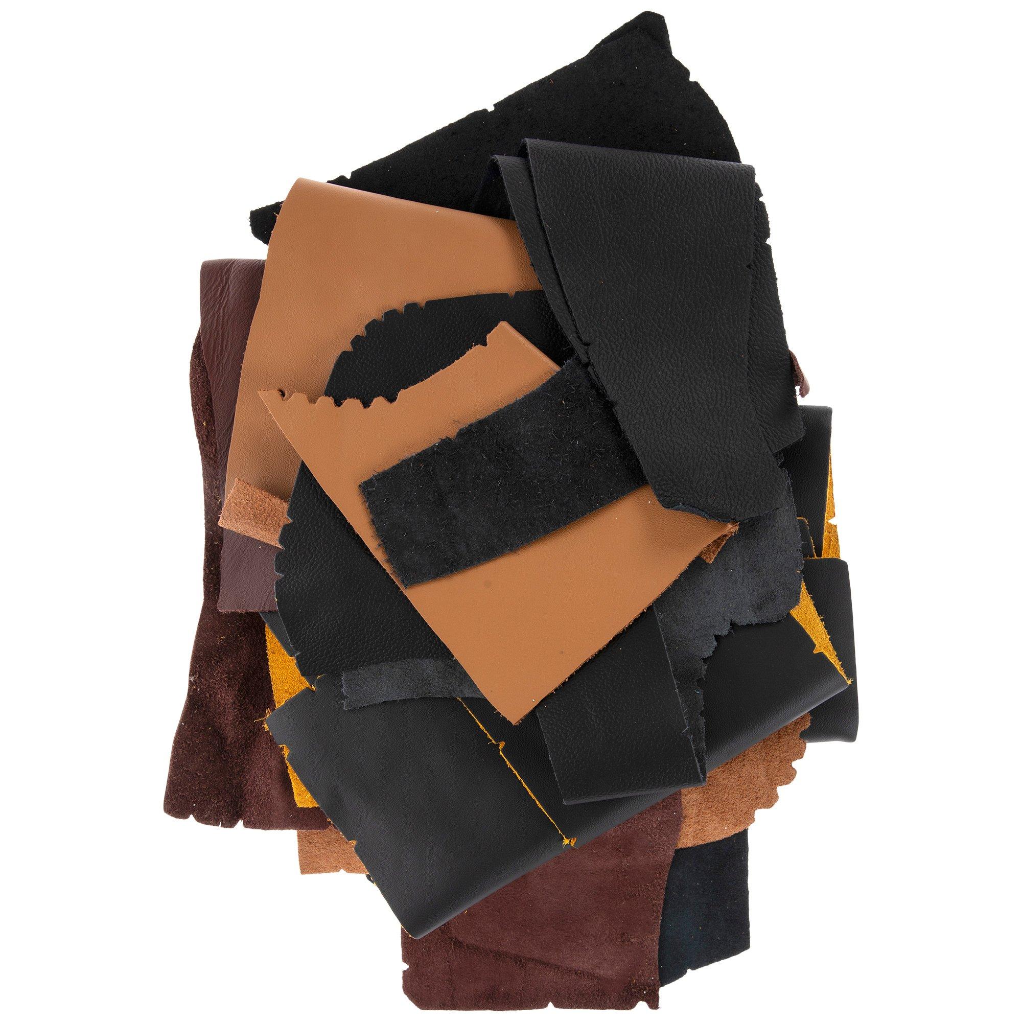  Premium Genuine Brown Leather Scraps - Large Leather Pieces for  Crafting - 2 LBS