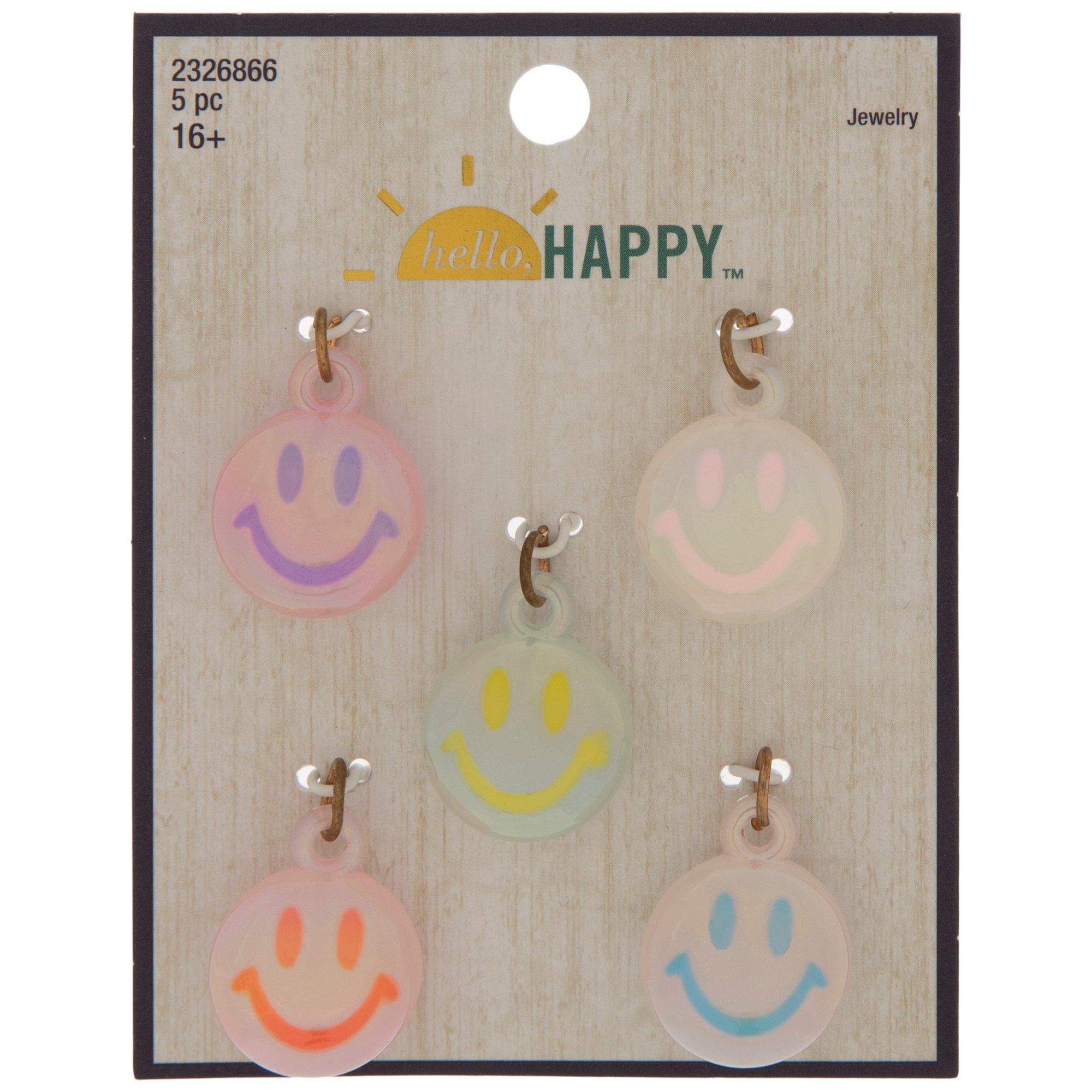 Smiley Face Zipper Charm 6 Piece Set