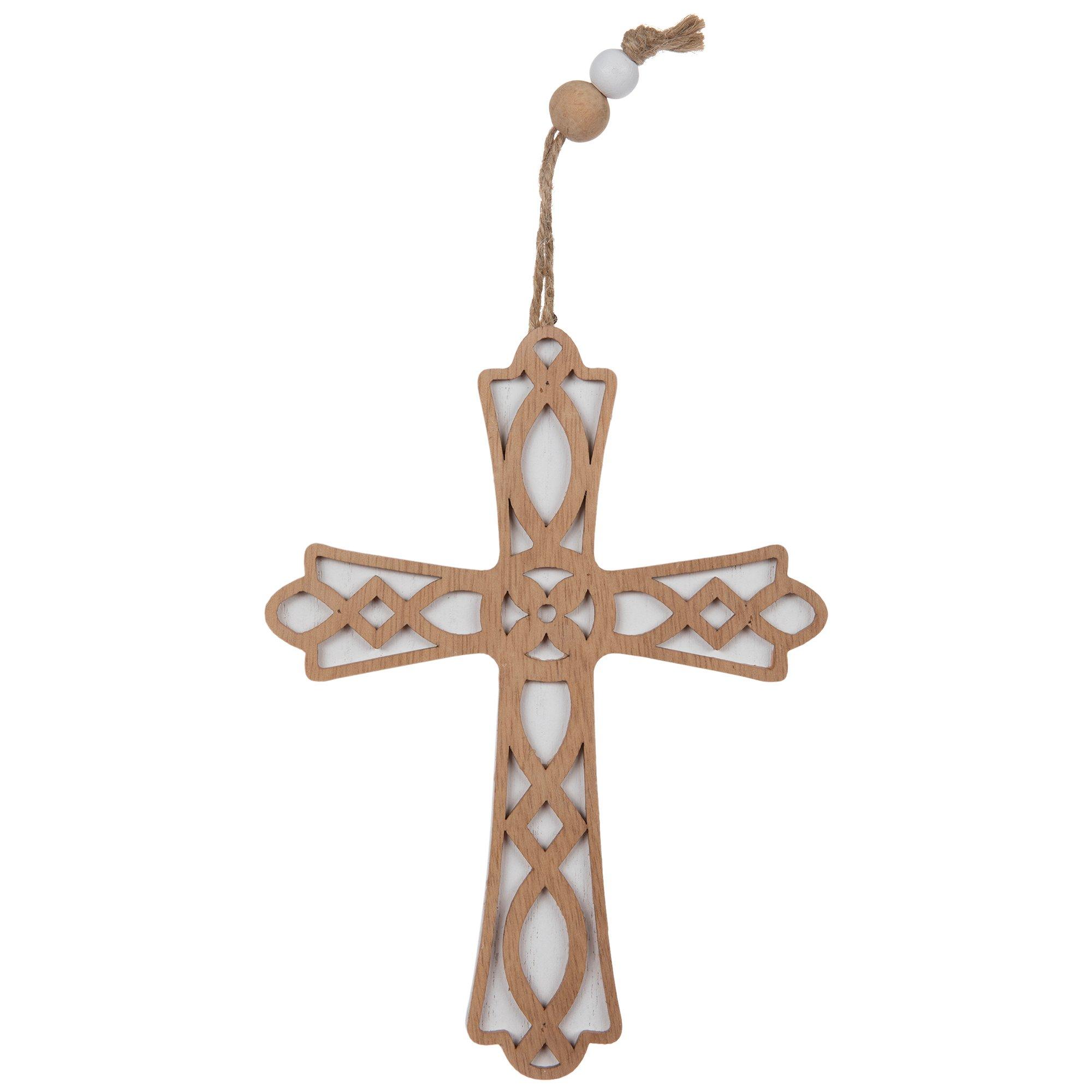 White & Natural Layered Wood Wall Cross Hobby Lobby 2328037