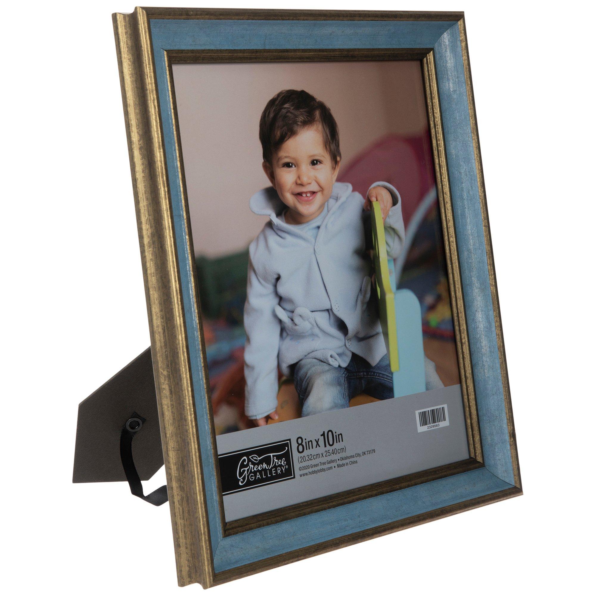 Blue & Gold Scooped Edge Wood Tabletop Frame Hobby Lobby 2329563