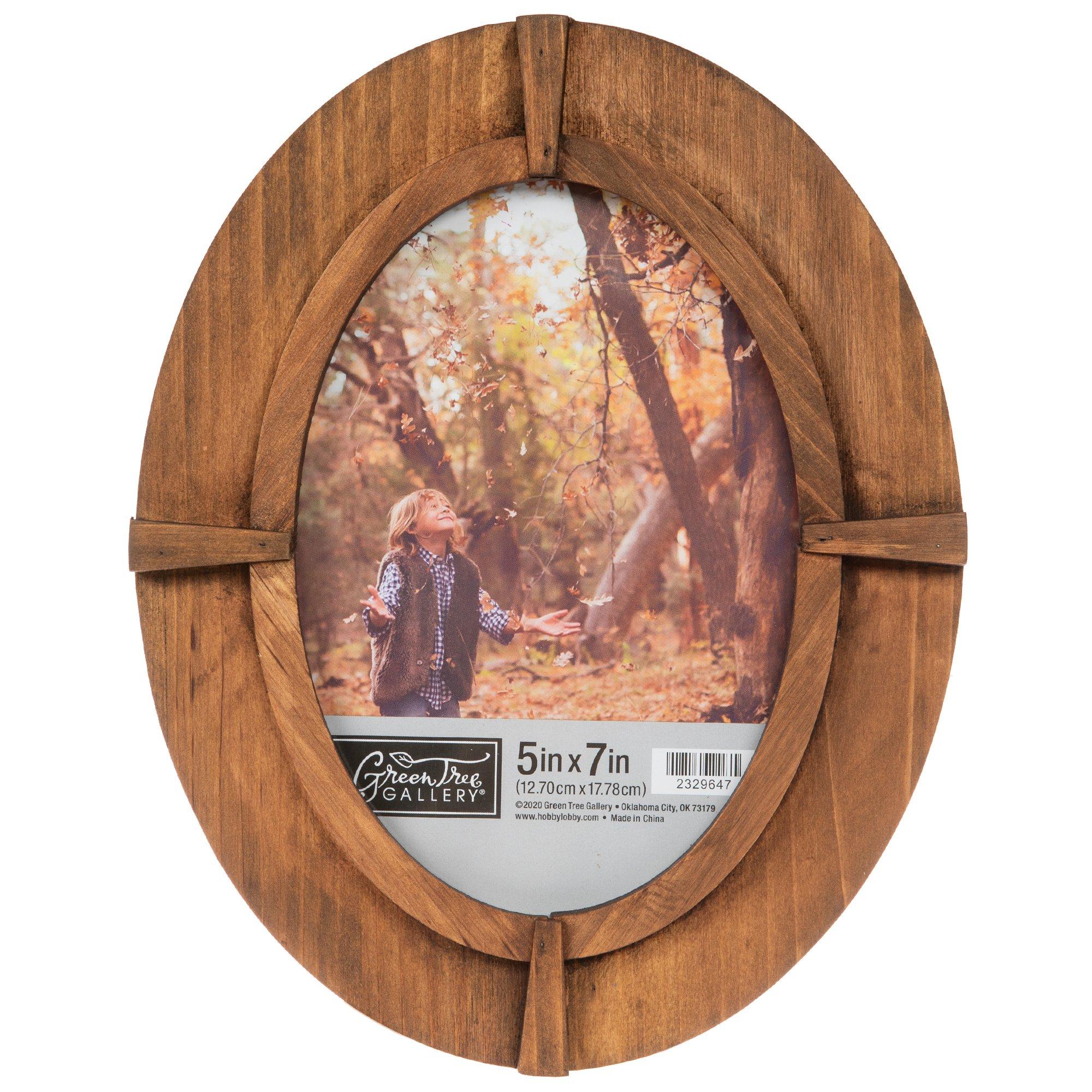  ULDIGI 5 Pcs Mini Round Wood Hoops Oval Picture Frame