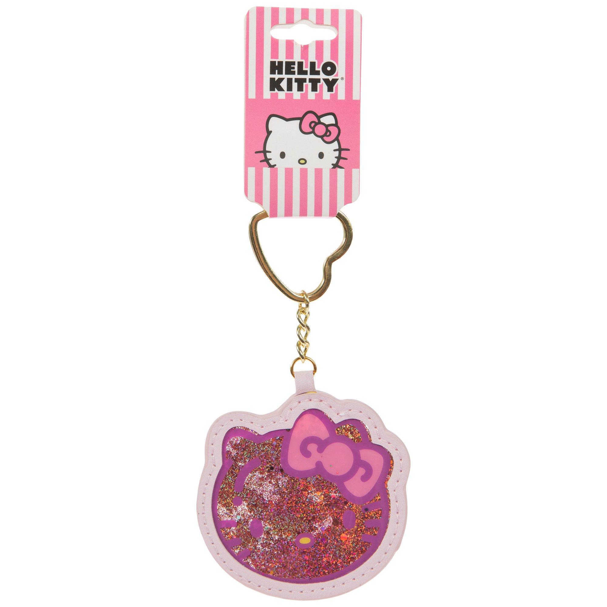 Hello Kitty Pink I Hiked Diamond Head Circle, Silver Keychain