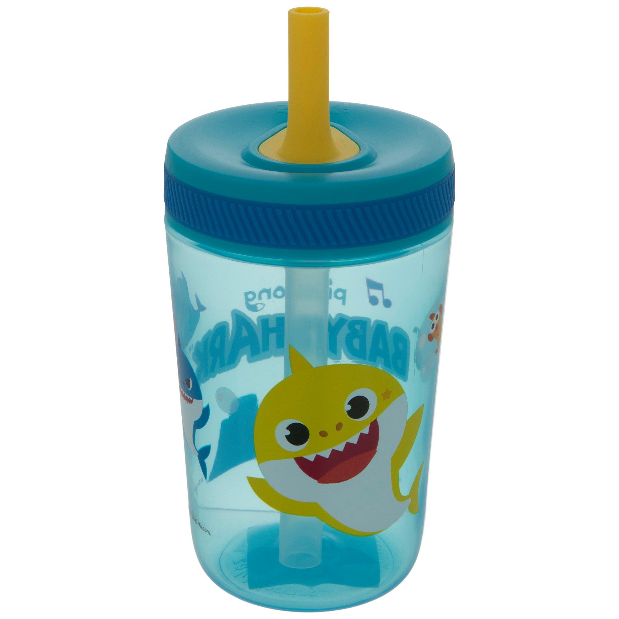 Baby Shark Cup with Handle-3P Family Plastic Cups (230 ml) and Toothbrush  2P with Cute Figures (3 to 6 Years Old)