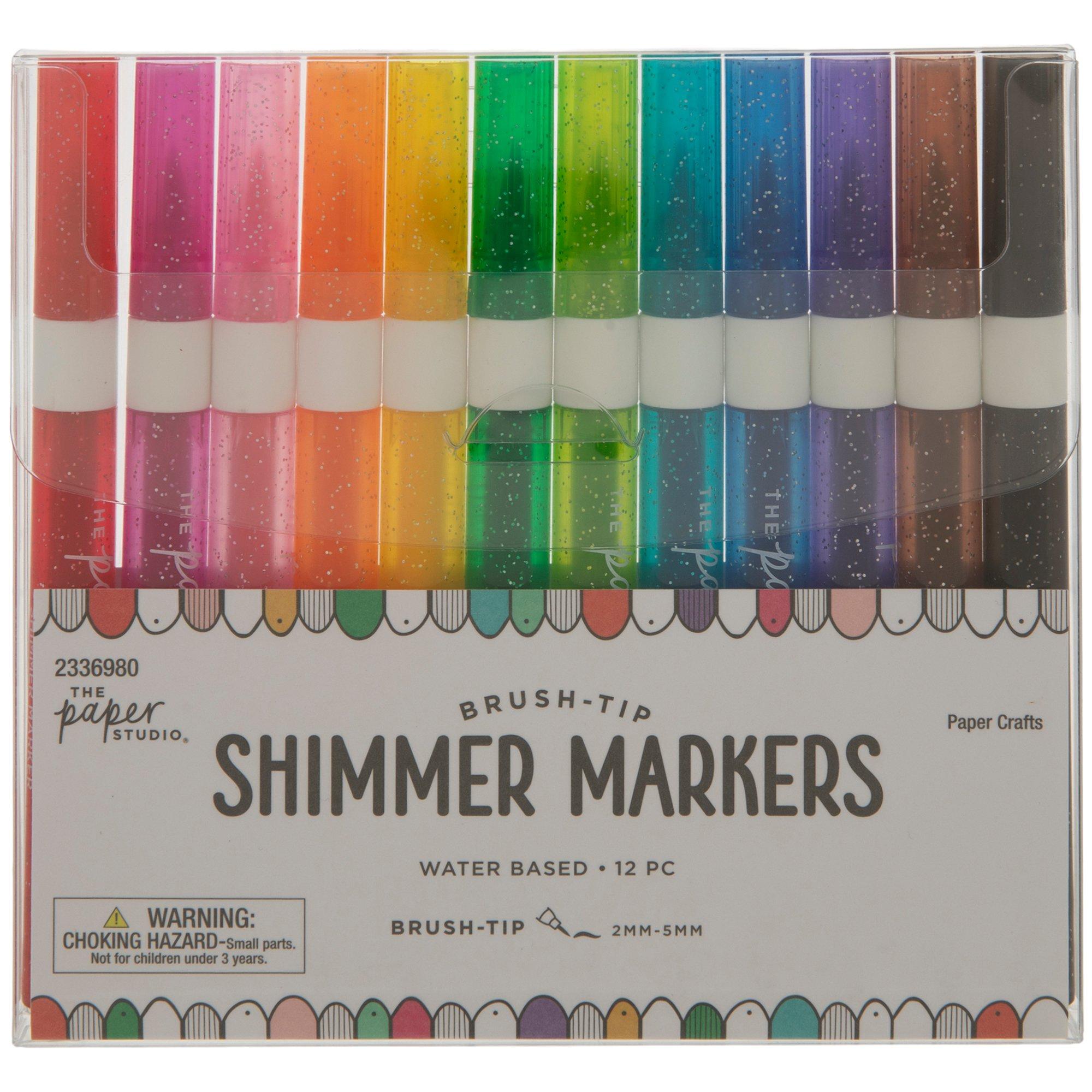 Shimmer Acrylic Brush Markers 12 Piece Set Hobby Lobby 2336980