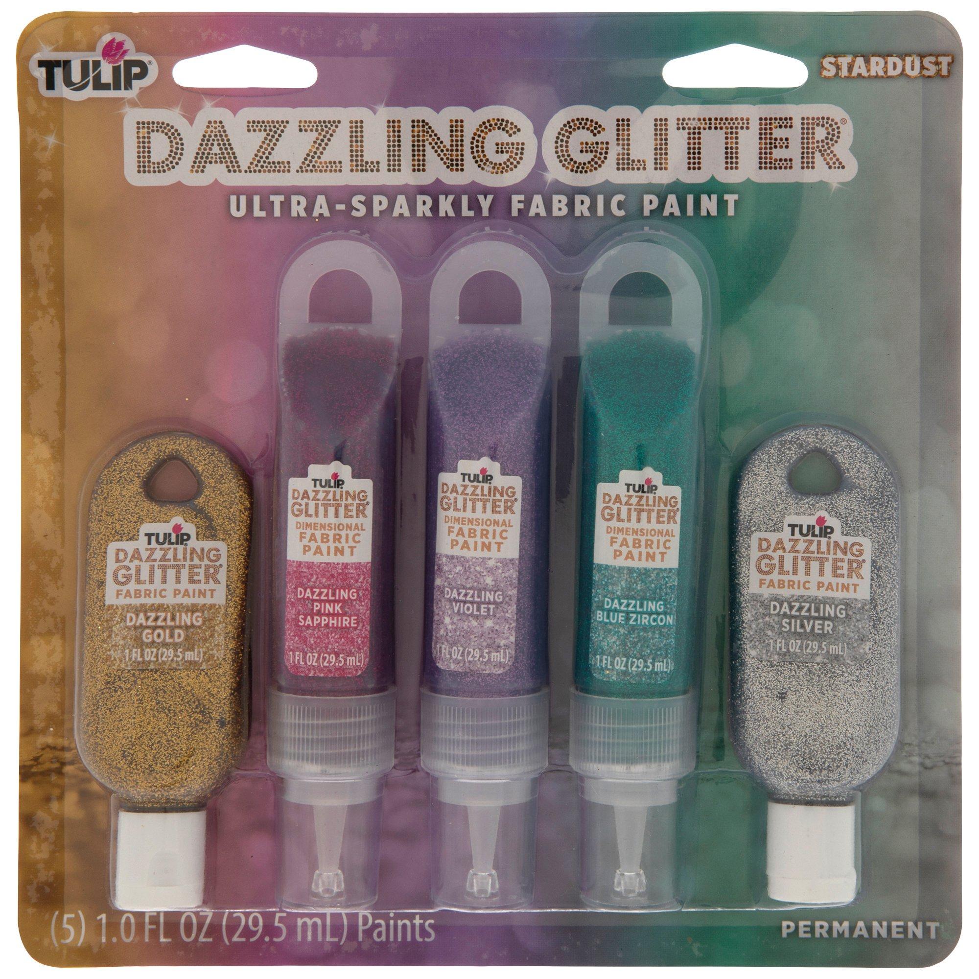 5 PC Tulip Dazzling Glitter Jewels Fabric Paint