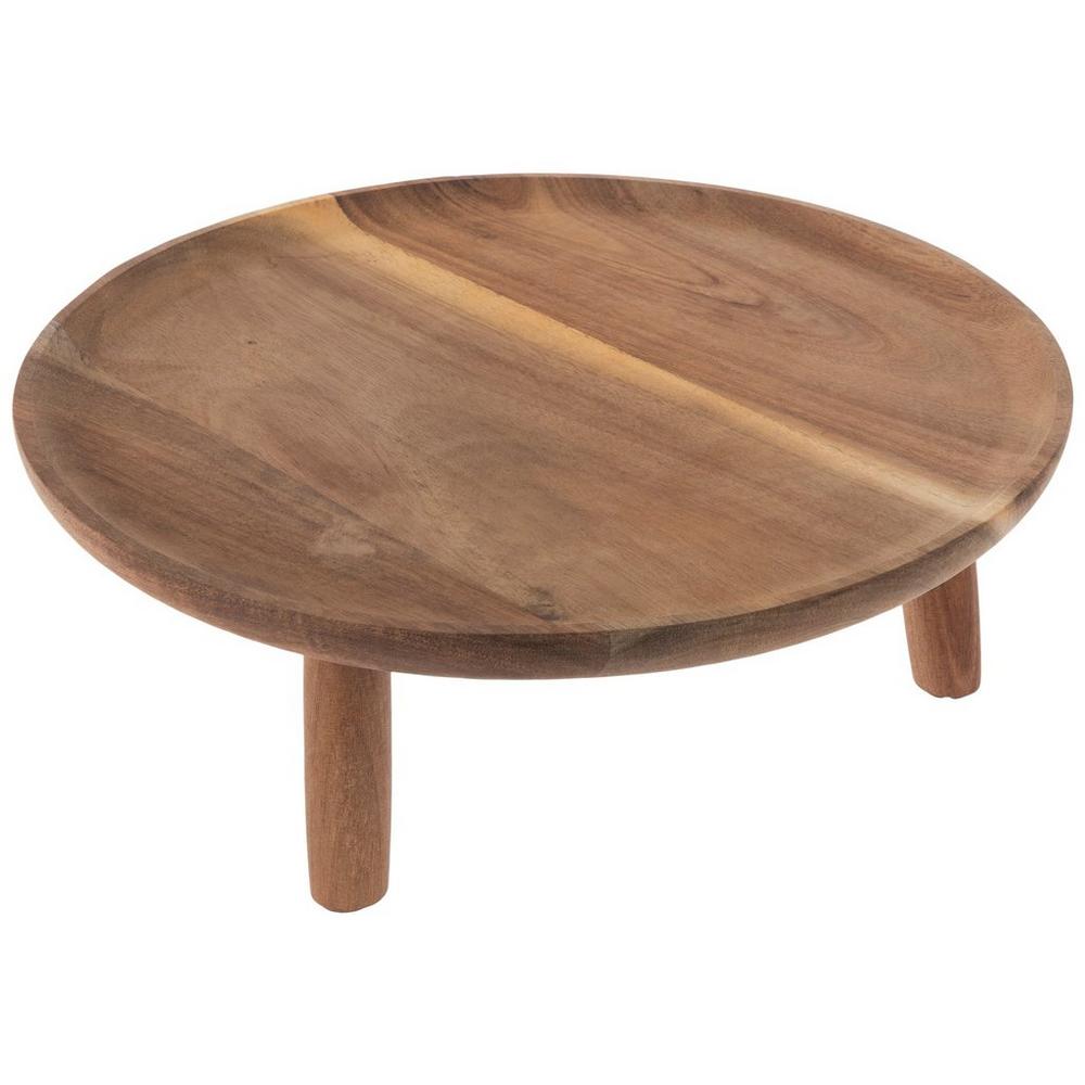 Three Leg Round Wood Serving Tray