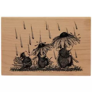House-Mouse Spring Rain Rubber Stamp