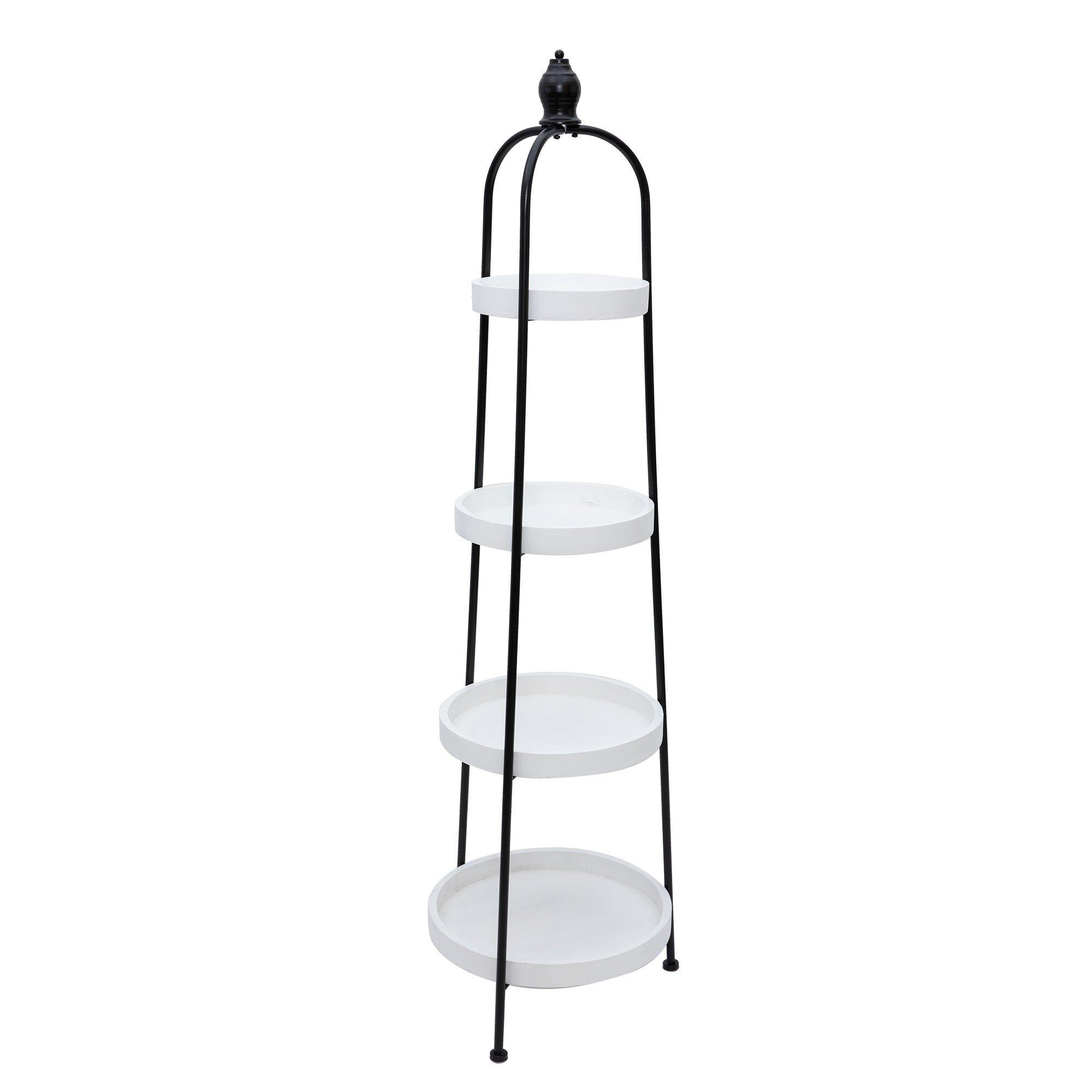 White & Black Four-Tiered Metal Floor Shelf | Hobby Lobby | 2346658