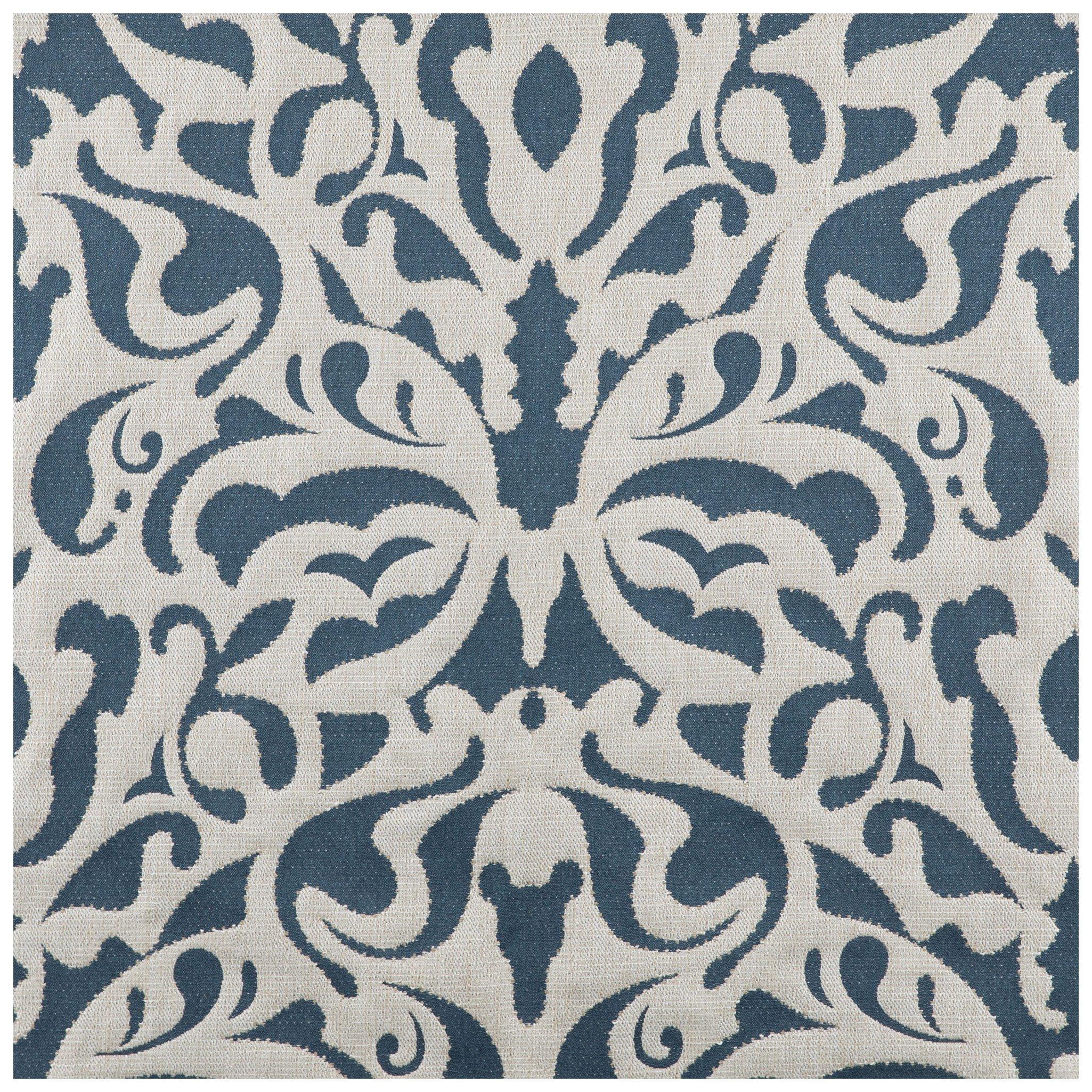 Navy & White Scroll Outdoor Fabric 