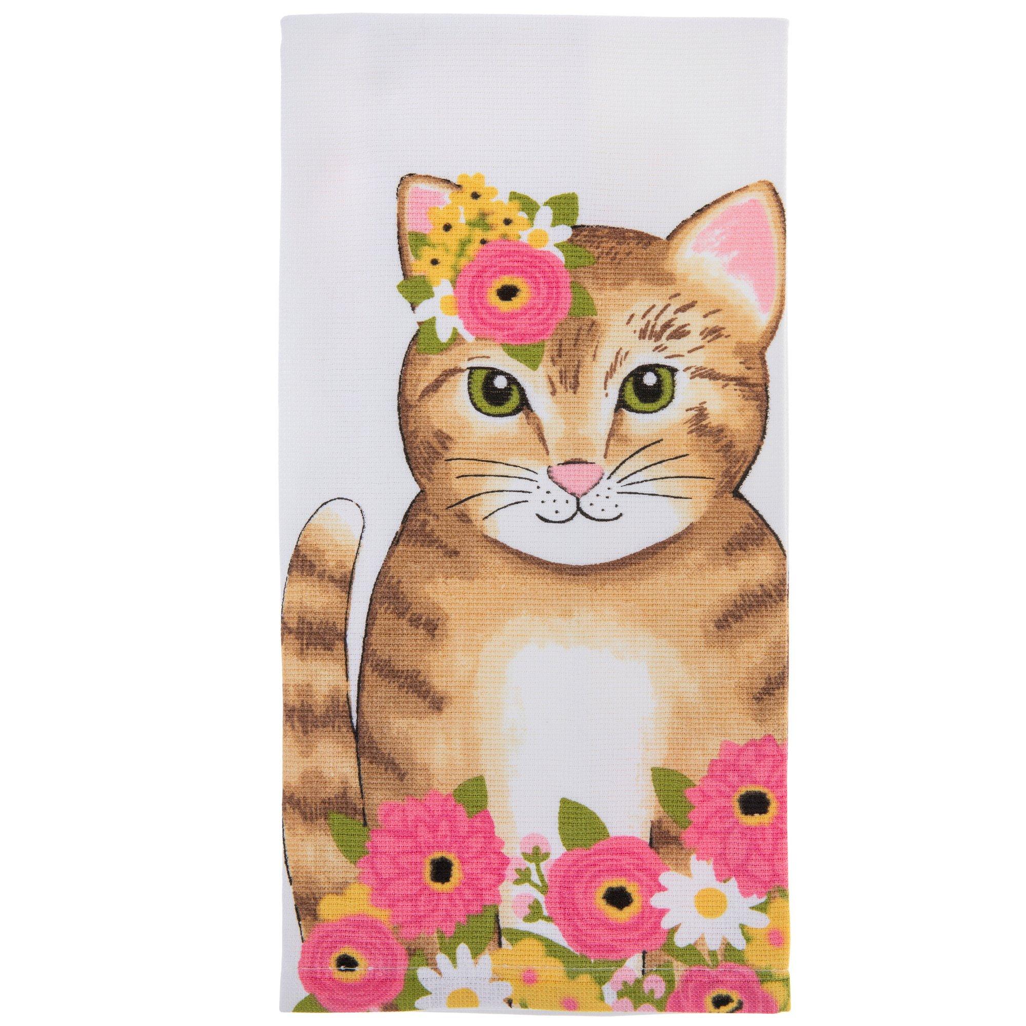 Cat & Flowers Kitchen Towel | Hobby Lobby | 2357044
