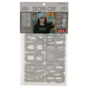12 Packs: 12 ct. (144 total) 8 Iron-On Silver Glitter Numbers by Make  Market®