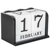 Black & White Wood Calendar Block Decor