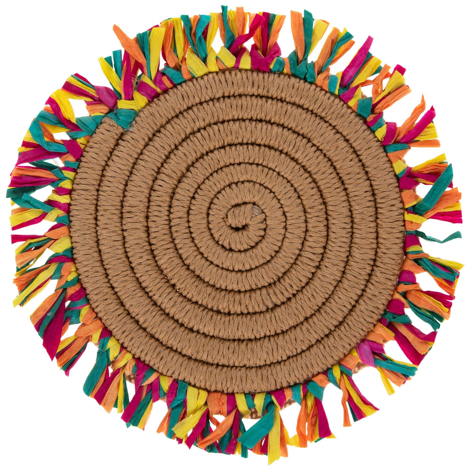 MultiColor Fringed Raffia Coaster Hobby Lobby 2360964