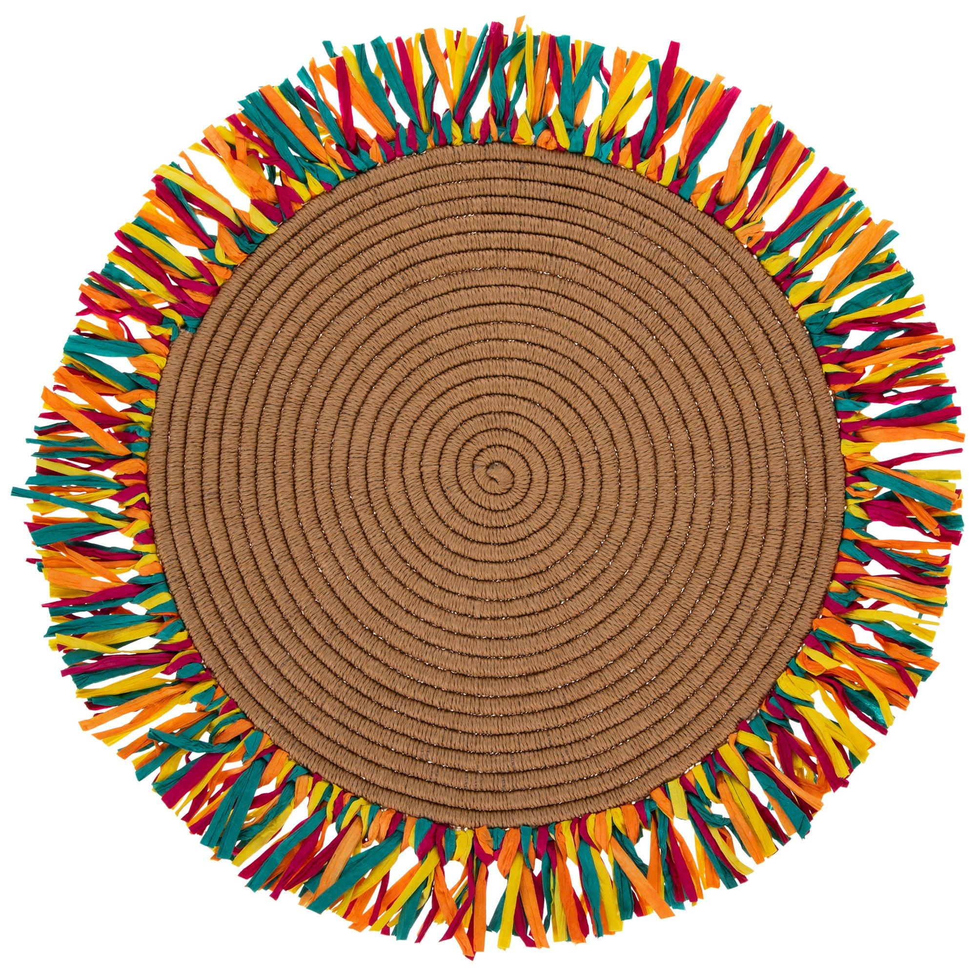 MultiColor Fringed Raffia Placemat Hobby Lobby 2361061