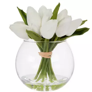 White Tulips In A Glass Vase