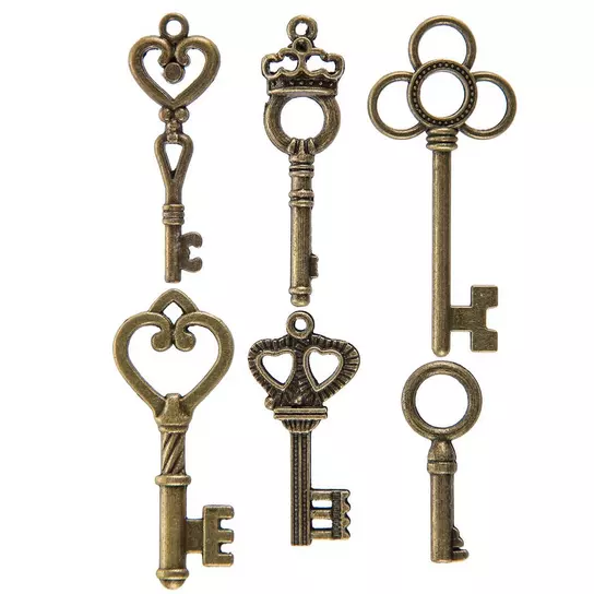 Medium Antique Skeleton Key Necklace | Vintage Key Charm | Skeleton Key Pendant