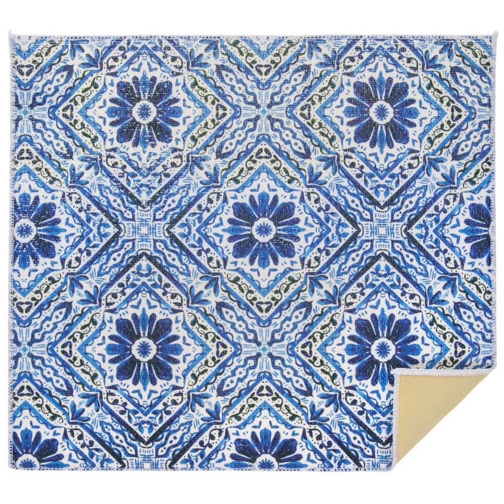 Blue Flowers Drying Mat