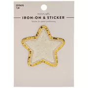 White & Gold Star Iron-On Patch