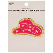 Pink Cowgirl Hat Iron-On & Sticker Patch