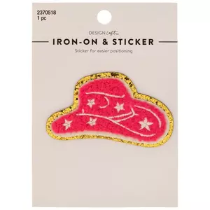 Pink Cowgirl Hat Iron-On & Sticker Patch